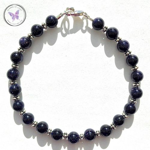 Blue Goldstone & Sterling Silver Bracelet